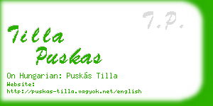 tilla puskas business card